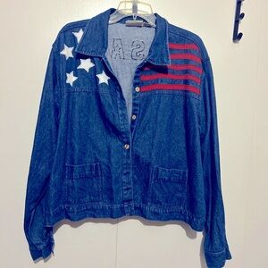 VINTAGE Denim Jacket USA with Stars and Stripes